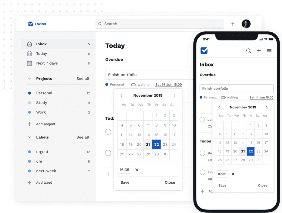 Add due dates feature of the todos app.